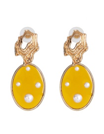 Fashion Yellow Round Transparent Pearl Stud Earrings