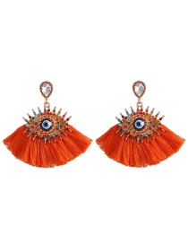 Fashion Orange Big Eye Fringed Stud Earrings