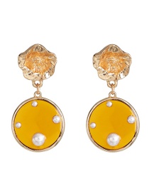Fashion Orange Round Transparent Pearl Stud Earrings