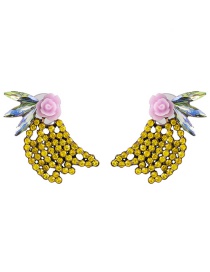 Fashion Yellow Diamond Flower Earrings