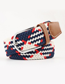 Fashion Blue: White: Red Tightly Woven Wide Belt