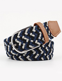 Fashion Blue Black Gray Tightly Woven Wide Belt