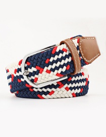 Fashion Blue: White: Red Tightly Woven Wide Belt