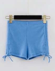 Fashion Blue Double Drawstring Thread Shorts