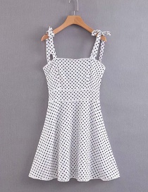 Fashion White Polka Dot Printed Ball Sling Dress
