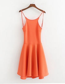 Fashion Orange Space Cotton Big Halter Strap Dress