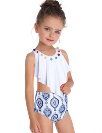Fashion Thread On White Double Flashing Print Children's Swimsuit