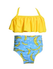 Fashion Yellow Fruit Print Children's Swimwear