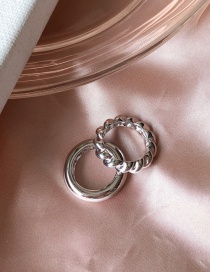 Fashion Silver Set Geometric Circle Wave Ring