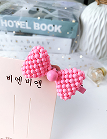 Fashion Pink Alloy Resin Three-dimensional Bow Duckbill Hairpin