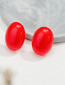 Fashion Red Acrylic Oval Earrings
