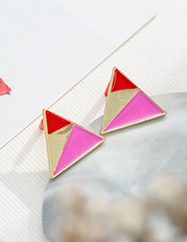 Fashion Pink Contrast Acrylic Triangle Stud Earrings
