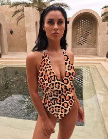 Fashion Leopard Diamond-trimmed Leopard Print Bikini