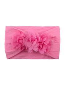 Fashion Pink Chiffon Flower Nylon Baby Hair Band