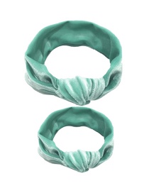 Fashion Bean Green Cotton Stretch Knotted Gold Velvet Parent-child Hair Band
