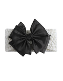 Fashion White + Black Chiffon Bow Yarn Children's Hair Band