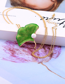 Fashion Green Drip Oil Leaf Pearl Detachable Necklace