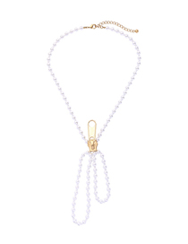 Fashion Pearl Zipper Pearl Bow Necklace