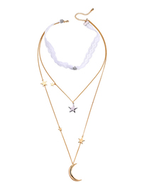 Fashion White Multi-layered Star Moon Pendant Necklace