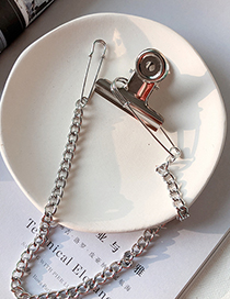 Fashion Silver Metal Clip Chain Brooch