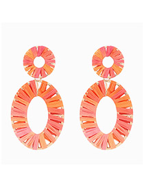 Fashion Orange Alloy Lafite Elliptical Stud Earrings