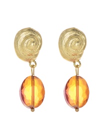 Fashion Orange Alloy Conch Crystal Stud Earrings