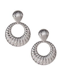 Fashion Silver Alloy Shell Pattern Round Earrings