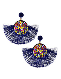 Fashion Sapphire Alloy Rice Beads Tassel Earrings