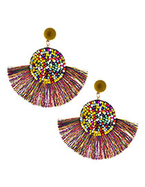 Fashion Color Alloy Rice Beads Tassel Earrings