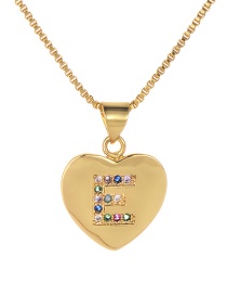 Fashion E Gold Copper Inlaid Zircon Color Letter Necklace