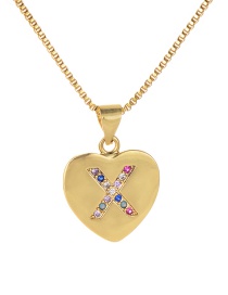 Fashion X Gold Copper Inlaid Zircon Color Letter Necklace