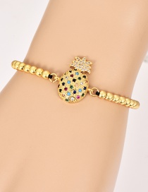 Fashion Gold Copper Inlaid Zircon Pineapple Beaded Bracelet
