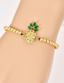 Fashion Gold Copper Inlaid Zircon Pineapple Beaded Bracelet