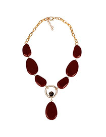 Fashion Red Wine Single Layer Beaded Necklace