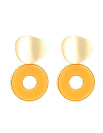 Fashion Yellow Alloy Circle Acrylic Earrings