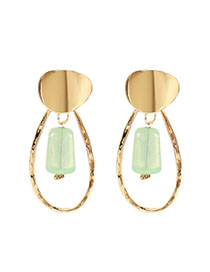 Fashion Green Water Drop Acrylic Cylindrical Earrings