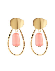 Fashion Pink Water Drop Acrylic Cylindrical Earrings