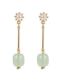 Fashion Green Pearl Gold-plated Acrylic Earrings