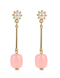 Fashion Pink Pearl Gold-plated Acrylic Earrings