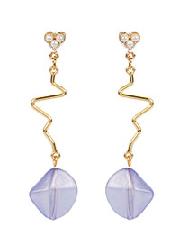 Fashion Purple Love Pearl Electrocardiogram Acrylic Earrings