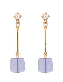 Fashion Purple Plated Metal Imitation Pearl Earrings