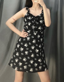 Fashion Black Floral Sling Dress