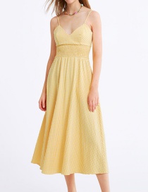 Fashion Yellow Plaid Dress
