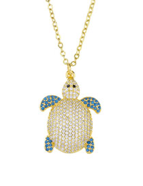 Fashion Gold Diamond Zircon Turtle Necklace