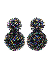 Fashion Color Crystal Rice Beads Woven Stitched Earrings