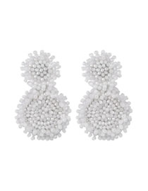 Fashion White Crystal Rice Beads Woven Stitched Earrings