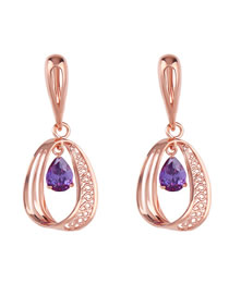 Fashion Purple Ring Circle Earrings
