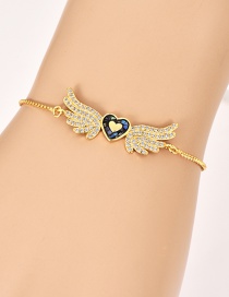 Fashion Gold Copper Inlay Zircon Love Wings Bracelet