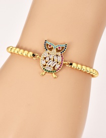 Fashion Gold Copper Inlay Zircon Beaded Owl Bracelet