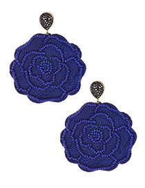 Fashion Purple Felt Cloth: Rice Beads: Flower Earrings